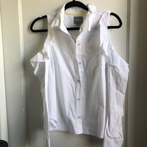 Anthropologie white cold shoulder blouse